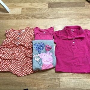 2T Girls Shirt Bundle Tommy Hilfiger Polo Peppa Pig Pink Short Sleeve Toddler